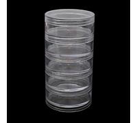 LLLucky Contenitori per Perline impilabili a 5 Strati Contenitore per barattoli di plastica Trasparente Rotondo Piccolo Oggetto Trasparente