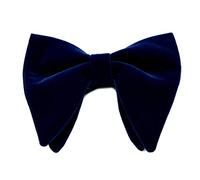 LLLucky Mens Velluto Vintage Doppio Strato Pre-Annodato Papillon Fatto A Mano Glitter Unita Smoking Grande Oversize Lunghezza Regolabile Cravatta Blu Navy