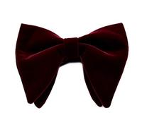 LLLucky Mens Velluto Vintage Doppio Strato Pre-Annodato Papillon Fatto A Mano Glitter Unita Smoking Grande Oversize Lunghezza Regolabile Cravatta Vino Rosso