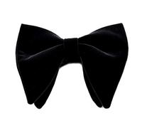 LLLucky Mens Velluto Vintage Doppio Strato Pre-Legato a Mano Papillon Glitter Tinta Unita Smoking Grande Cravatta Lunghezza Regolabile Oversize Nera