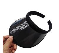 LLLucky Unisex Estate Colore Caramella Protezione UV Open Top Visiera Parasole Cappello Trasparente PVC Plastica Tesa Larga Clip-On Sport Beach cap Nero