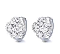 Lllunimon 4 foglia trifoglio orecchini a cerchio Shinning fortunato trifoglio orecchini S925 Sterling Silver Huggie orecchini gioielli alla moda regalo per le donne