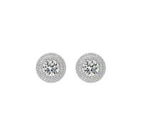 Lllunimon 925 Sterling Silver Orecchini da donna Double Halo Stud Orecchini rotondi Zircone Gioielli Accessori da sposa Regalo per lei