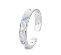Lllunimon Acquamarina Zircone Starlight S925 Anello in argento Bohemien Gioielli naturali Wabi-sabi Estetica Texture Gioielli Stile elegante e semplice Regali da indossare tutti i giorni per lei