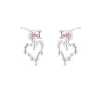 Lllunimon Amore S925 orecchini in argento sterling zircone rosa gioielli irregolari stile dolce e fresco Regali da indossare tutti i giorni per lei