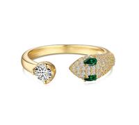 Lllunimon Anelli a forma di serpente placcati in oro per donne Anello aperto regolabile in argento sterling in argento sterling in zirconia aperto per gli appassionati di animali serpenti