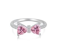 Lllunimon Anelli con fiocco rosa per le donne in argento sterling 925 carino delicato zirconi anelli di promessa per lei anelli impilabili regolabili gioielli regali di laurea,ASize7