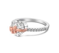 Lllunimon Anelli di fiocco rosa anelli nodo per le donne 925 anelli in argento sterling per le donne impilabili fasce da sposa anelli CZ promessa anelli per lei infinito per sempre,Rosa,Size5