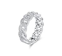 Lllunimon Anelli di zirconi ad incastro Anelli a catena tempestati di diamanti Gioielli hip-hop Anelli da donna in argento sterling 925 Eleganti e resistenti per l'uso quotidiano,Size 5
