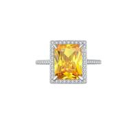 Lllunimon Anelli di zirconi colorati Pietre preziose di ispirazione vintage Anelli da donna in argento sterling 925 gioielli da sposa regali per gli amanti della moda,Giallo,Size 8