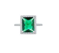 Lllunimon Anelli di zirconi colorati Pietre preziose di ispirazione vintage Anelli da donna in argento sterling 925 gioielli da sposa regali per gli amanti della moda,Verde,Size 7