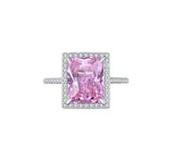 Lllunimon Anelli di zirconi colorati Pietre preziose di ispirazione vintage Anelli da donna in argento sterling 925 gioielli da sposa regali per gli amanti della moda,Rosa,Size 6