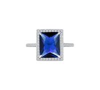 Lllunimon Anelli di zirconi colorati Pietre preziose di ispirazione vintage Anelli da donna in argento sterling 925 gioielli da sposa regali per gli amanti della moda,Blu,Size 6