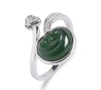 Lllunimon Anelli in Giada Hetian Anello in Giada Verde Anello in Argento Sterling 925 con Pietra Naturale per Donna Gioiello Portafortuna Regalo per Lei