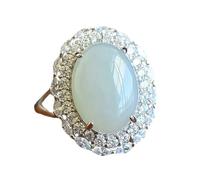 Lllunimon Anelli straordinari in giada bianca con pietra preziosa 925 in argento sterling, anelli in giada per donne e ragazze, gioielli fatti a mano regolabili, regalo per lei