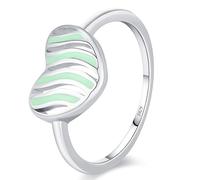 Lllunimon Anello a cuore traforato a strisce in argento S925, trattamento in smalto, gioielli semplici e romantici. Da indossare quotidianamente, un regalo per lei.,Size 7