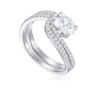 Lllunimon Anello da matrimonio in zirconia cubica CZ per donna, design impilabile, set semplice e romantico. Da indossare quotidianamente, un regalo per lei.,Size 6