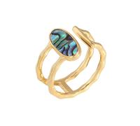Lllunimon Anello di conchiglia di abalone placcato in oro Anello in argento sterling per le donne Design dell'onda della Francia meridionale Indossare tutti i giorni Regalo per lei