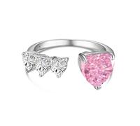 Lllunimon Anello di Cuore Rosa Regolabile di Apertura 925 Anelli Portafortuna in Argento Sterling per le Donne Anello di Promessa per il suo Anello di Fidanzamento di Dichiarazione