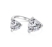 Lllunimon Anello Doppio Cuore 925 Argento Sterling Gioielli d'Amore Anello Regolabile per Donne Fidanzamento Matrimonio Damigelle Sposa Regalo di Compleanno