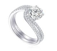 Lllunimon Anello eterno da donna in argento S925 con CZ simulanti diamanti, design impilabile. Gioielli da matrimonio, regalo per donne.,Size 9
