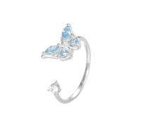 Lllunimon Anello girevole farfalla in argento 925 Gioielli con apertura di diamanti micro-incastonati Stile squisito ed elegante Regali da indossare tutti i giorni per lei,Argento