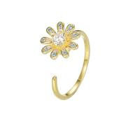 Lllunimon Anello girevole fiore in argento 925 Gioielli con apertura di diamanti micro-incastonati Stile romantico e semplice Regali da indossare tutti i giorni per lei,D'oro
