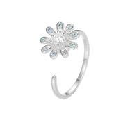 Lllunimon Anello girevole fiore in argento 925 Gioielli con apertura di diamanti micro-incastonati Stile romantico e semplice Regali da indossare tutti i giorni per lei,Argento