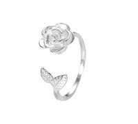 Lllunimon Anello in argento 925 a forma di rosa Gioielli tridimensionali con apertura del fiore in rilievo Stile semplice ed elegante Regali da indossare tutti i giorni per lei,Argento