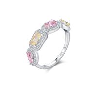 Lllunimon Anello in argento S925 a contrasto pieno di diamanti e piccole zollette di zucchero Elegante stile geometrico Regali da indossare tutti i giorni per lei