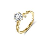 Lllunimon Anello in argento S925 a forma di ramo di croce Zircone incastonato gioielli ispirati alla natura Stile elegante e semplice Regali da indossare tutti i giorni per lei,D'oro