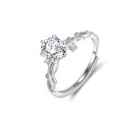 Lllunimon Anello in argento S925 a forma di ramo di croce Zircone incastonato gioielli ispirati alla natura Stile elegante e semplice Regali da indossare tutti i giorni per lei,Argento