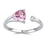 Lllunimon Anello in argento S925 con apertura in zirconia rosa, lavorazione dei gioielli, semplice e romantico. Indossabile tutti i giorni, un regalo per lei.,Size 5