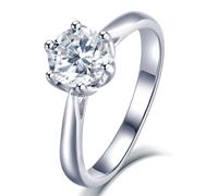 Lllunimon Anello in argento S925 con diamante moissanite a sei artigli, finitura lucida specchiata, gioielli semplici e classici. Indossabile nella vita quotidiana, un regalo per lei.,Size 10