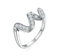 Lllunimon Anello in argento S925 con diamanti incastonati, lavorazione di lucidatura a specchio, gioiello semplice e dinamico. Adatto per l'uso quotidiano, un regalo per lei.,Size 10