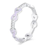Lllunimon Anello in argento S925 con fiocco smaltato, gioiello romantico di colore viola, semplice ed elegante, da indossare quotidianamente, regalo per lei.,Size 9