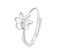 Lllunimon Anello in argento S925 con fiori intagliati, lavorazione a specchio, taglia regolabile. Da indossare quotidianamente, un regalo per lei.