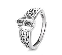 Lllunimon Anello in argento S925 con forma di moneta vintage, martello per il demone rotabile, dimensione regolabile. Indossabile quotidianamente, un regalo per lei.