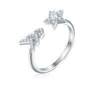 Lllunimon Anello in argento S925 con forma di stella, lavorazione a specchio lucido, gioiello semplice e da sogno. Adatto per l'uso quotidiano, regalo per lei.,Size 6