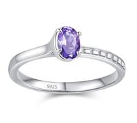 Lllunimon Anello in argento S925 con gemma viola, finitura lucida, gioiello semplice ed elegante. Da indossare quotidianamente, un regalo per lei.,Size 9