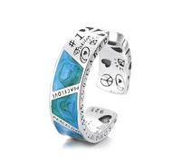 Lllunimon Anello in argento S925 con lettera in resina trasparente di amore e pace, finitura lucida, misura regolabile. Indossabile quotidianamente, regalo per lei.