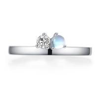 Lllunimon Anello in argento S925 con pietra di luna, lavorazione di incastonatura di gemme, gioiello semplice ed elegante, indossabile quotidianamente, regalo per lei.,Size 7