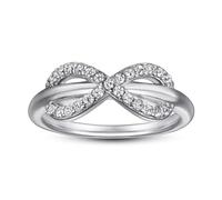 Lllunimon Anello in argento S925 con simbolo dell'infinito, incastonatura in zirconia, gioiello semplice ed elegante. Da indossare quotidianamente, un regalo per lei.,Size 10