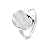 Lllunimon Anello in argento S925 spazzolato concavo Gioielli minimalisti nordici Gioielli con texture smerigliata per l'uso quotidiano Un regalo per lei