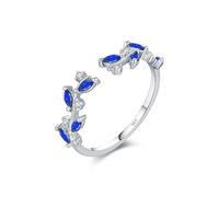 Lllunimon Anello in argento sterling 925 moda gioielli foglia blu gioielli creativi a circuito aperto per l'uso quotidiano Regalo per lei