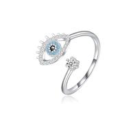 Lllunimon Anello in argento sterling S925 da donna anello occhio del diavolo bohémien gioielli fortunati per l'uso quotidiano come regalo di compleanno per lei,Argento