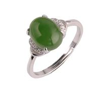 Lllunimon Anello in Giada Verde Naturale in Argento Sterling 925, Anello Statement per Donna, Anello Regolabile con Pietra Preziosa, Regalo per Moglie, Mamma o Figlia
