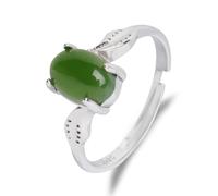 Lllunimon Anello in Giada Verde per Donna in Argento Sterling 925 Anello con Pietra Preziosa Regolabile Gioiello Statement Regalo per Moglie