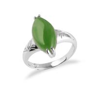 Lllunimon Anello in Giada Verde per Donna in Argento Sterling 925 con Pietra Preziosa Naturale, Regolabile, Gioiello Portafortuna, Regalo per Lei