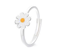 Lllunimon Anello in resina con margherita piccola in argento S925, gioielli con finitura smaltata, lavorazione a specchio. Indossabile quotidianamente, regalo per lei.,B